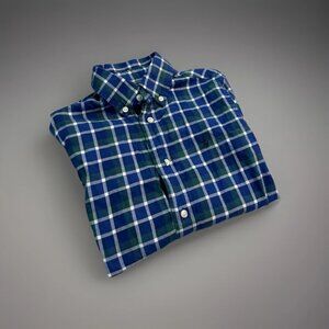 Polo Ralph Lauren Blue Plaid Full Button Shirt Boys Sz 6, Cotton Lined Pony